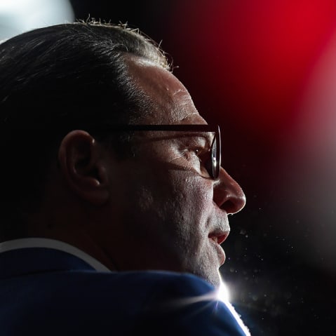 Josh Shapiro's profile, from below.