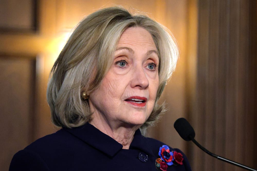 Hillary Clinton during a discussion at Georgetown University.