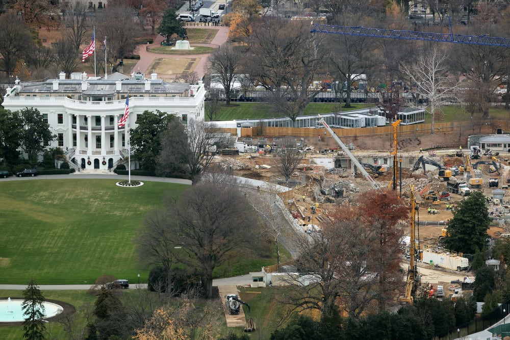 Demolition work continues where the East Wing once stood at the White House.