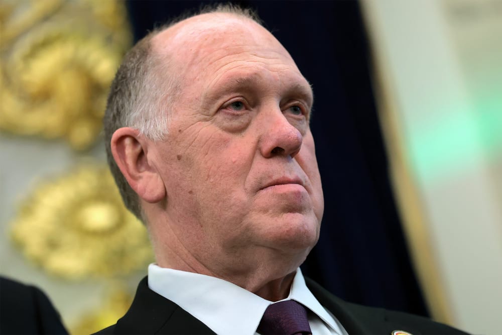 White House border czar Tom Homan as President Donald Trump speaks during a ceremony in the Oval Office of the White House.