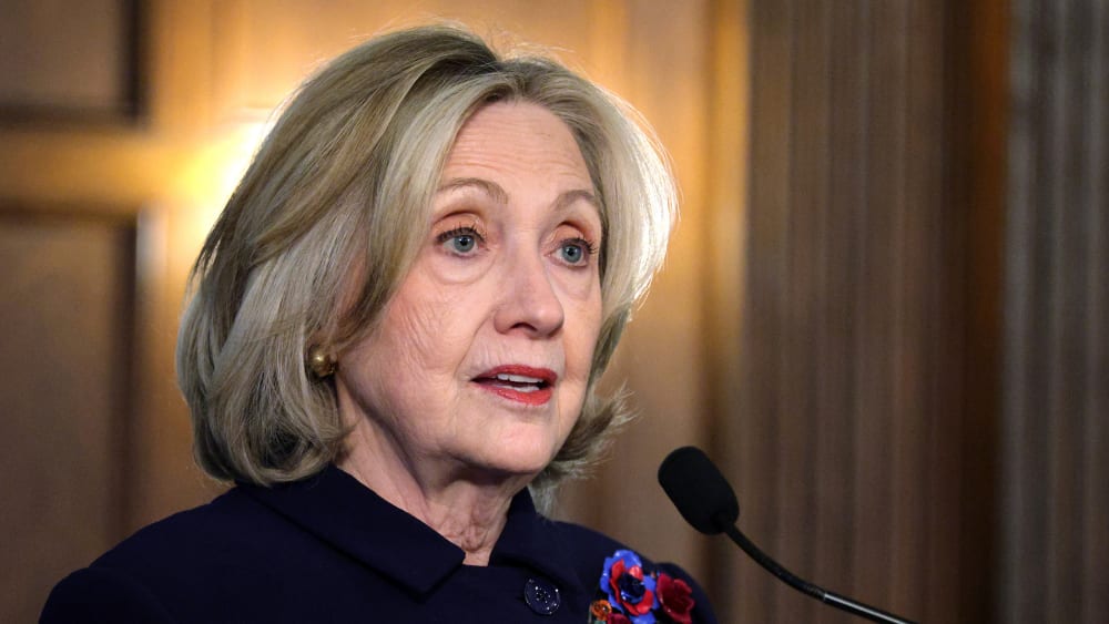 Hillary Clinton during a discussion at Georgetown University.