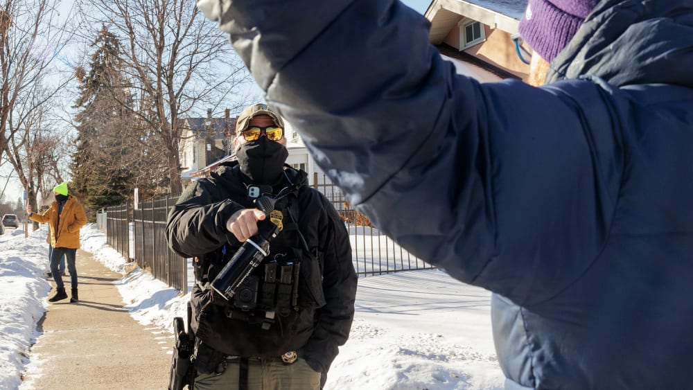 Immigration and Customs Enforcement officers continue to conduct operations on Jan. 28, 2026, in Minneapolis.