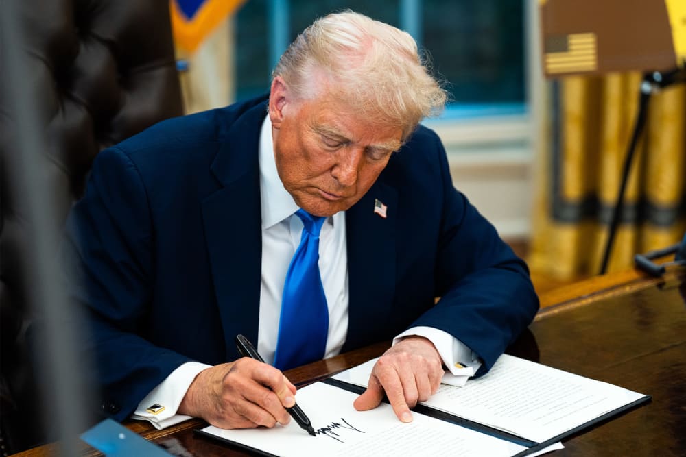 President Donald Trump during the signing of an executive order on Sept. 19, 2025 in the Oval Office at the White House.
