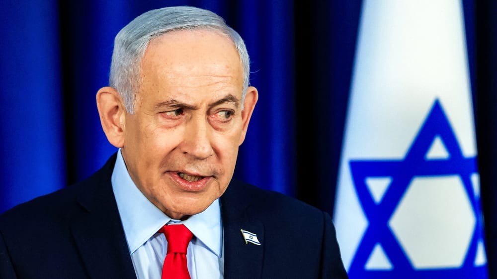 Israeli Prime Minister Benjamin Netanyahu speaks during a press conference.