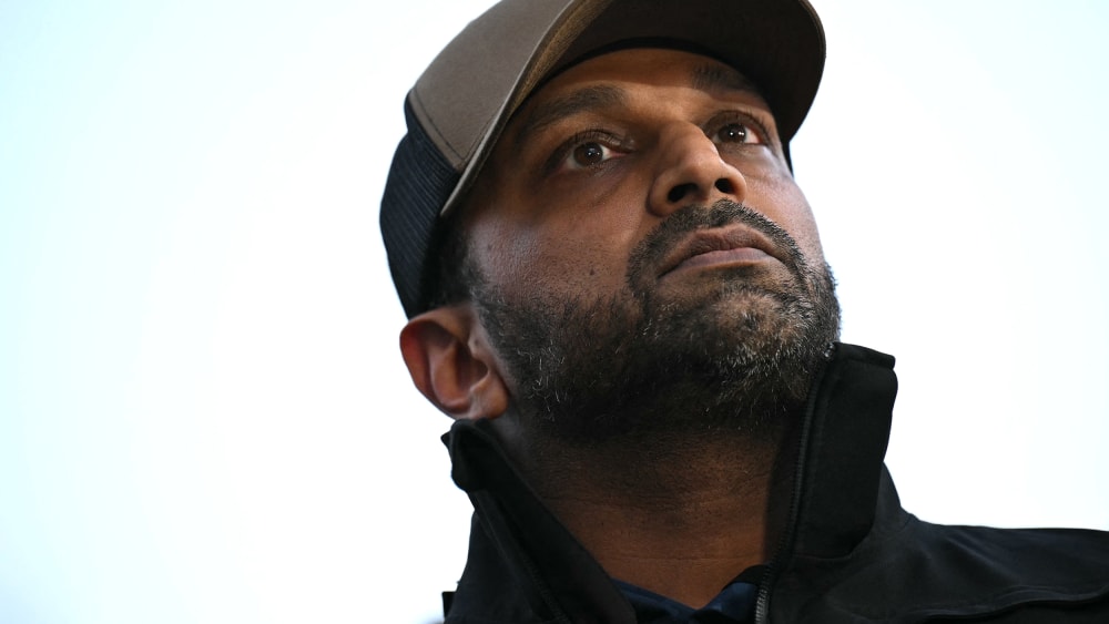 Kash Patel is seen in this closeup photo shot from below.