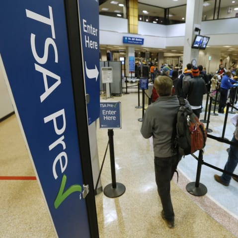 A TSA security check point at the Salt Lake City International Airport