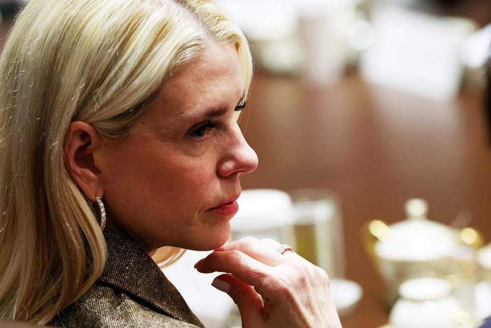 Attorney General Pam Bondi during a cabinet meeting on Oct. 09, 2025 in the Cabinet Room of the White House.