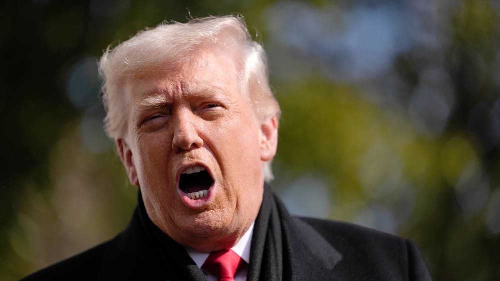 Donald Trump is shouting.