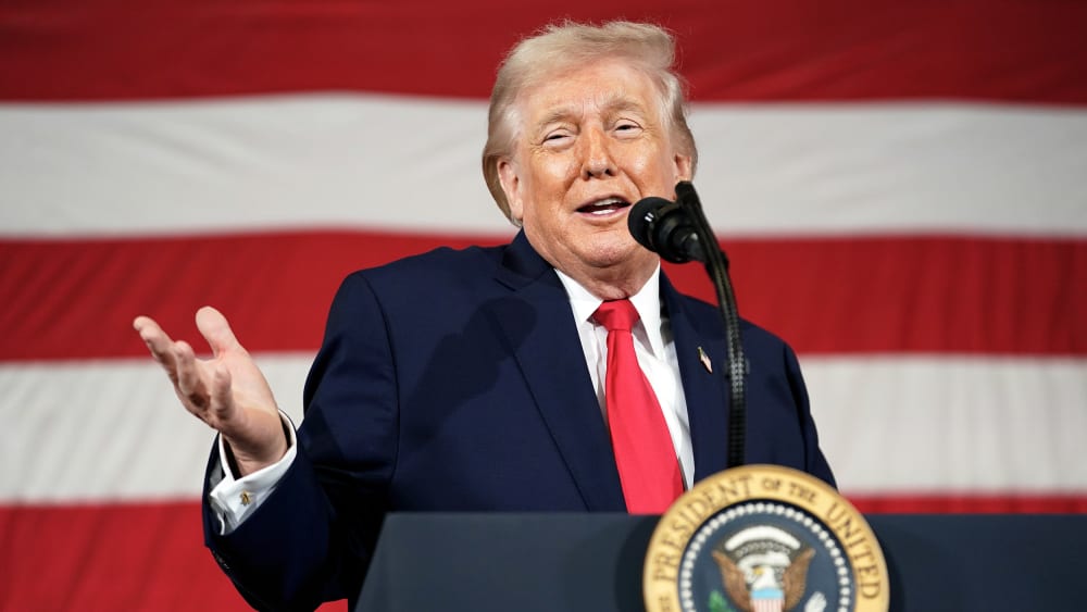 President Donald Trump during a visit to the Fort Bragg U.S. Army base in Fort Bragg, NC.