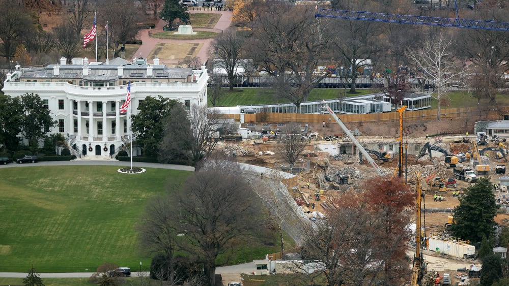 Demolition work continues where the East Wing once stood at the White House.