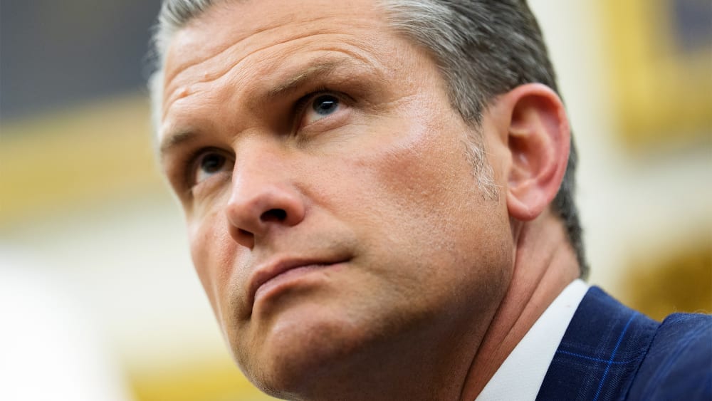 Pete Hegseth during a meeting in the Oval Office of the White House.