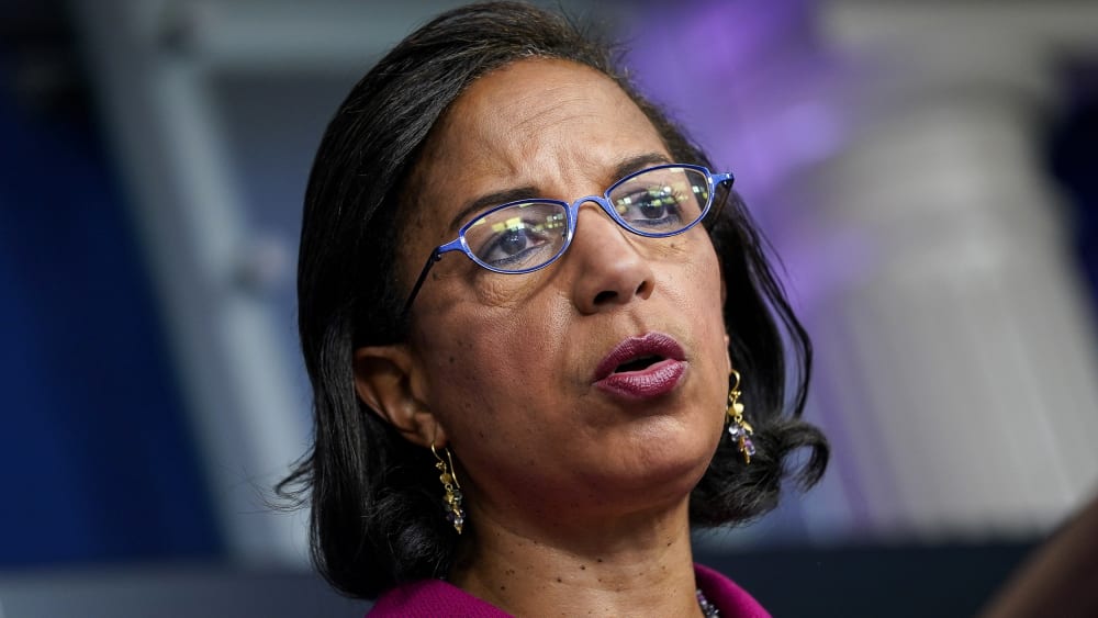 Susan Rice speaks during the daily press briefing at the White House.