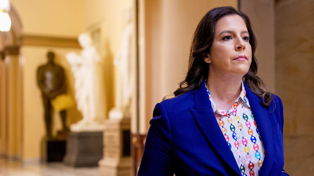 Rep. Elise Stefanik walks through Statuary Hall in the Capitol.