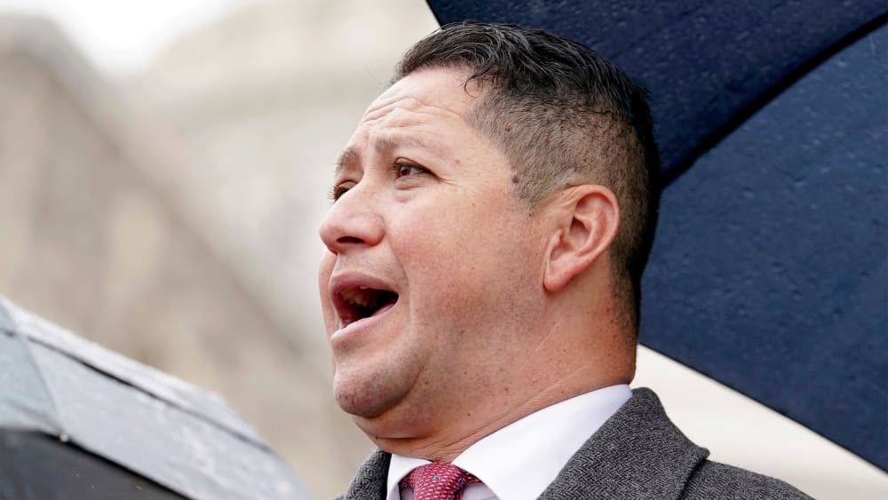 Rep. Tony Gonzales speaks during a news conference.