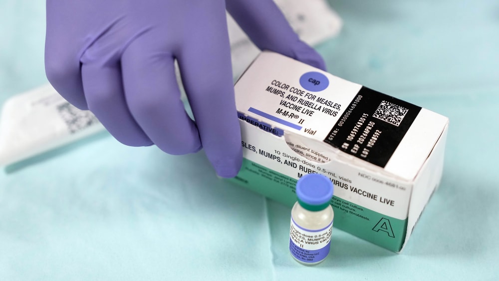 A box of vials for Measles Vaccinations.