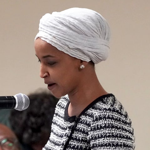Rep. Ilhan Omar during a town hall on Jan. 27, 2026 in Minneapolis.