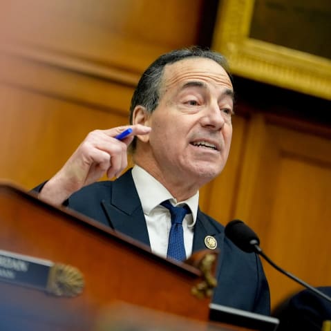 Jamie Raskin gestures while speaking.