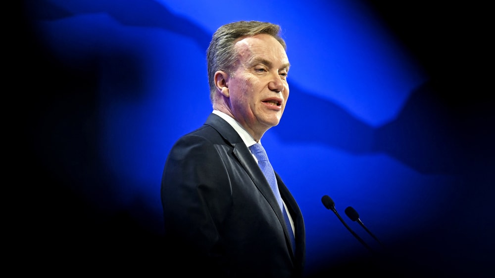 World Economic Forum President and CEO Borge Brende delivers a speech during the World Economic Forum.