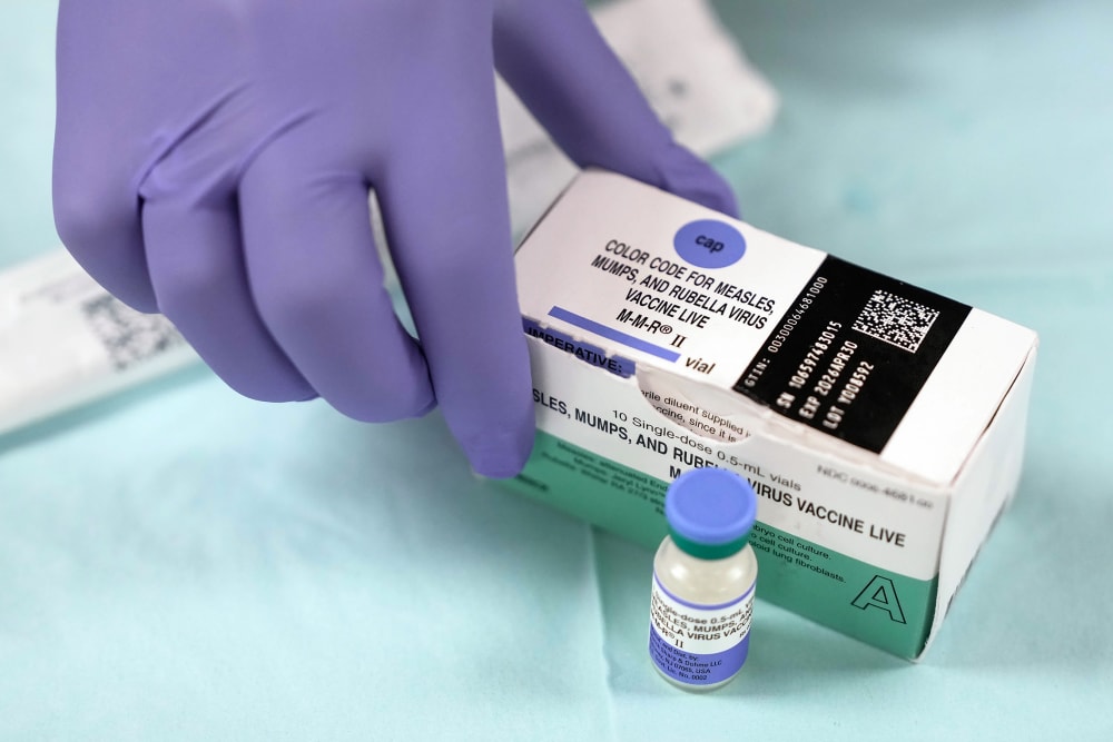 A box of vials for Measles Vaccinations.