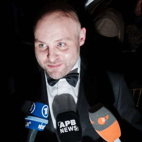 Markus Frohnmaier speaks to the media at the New York Young Republican Club's 113th Annual Gala.