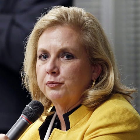 Catherine Hanaway participates in a forum on Jul 26, 2016 in Jefferson City, Mo.