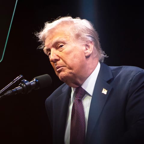 President Donald Trump speaks during a Religious Liberty Commission meeting.