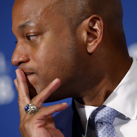 Profile of Wes Moore is seen in a very closeup shot.