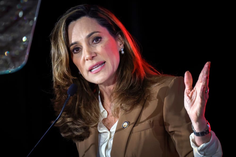 Maria Elvira Salazar gestures with her hand while speaking.
