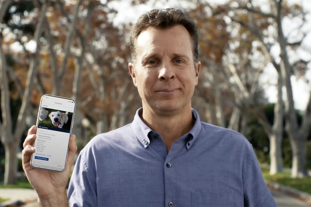 Jamie Siminoff, founder of Ring, in a commercial introducing "Search Party from Ring."