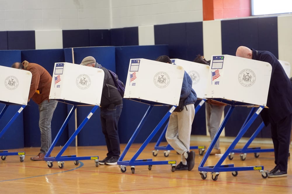 Voters cast their ballots at a polling station in New York City.