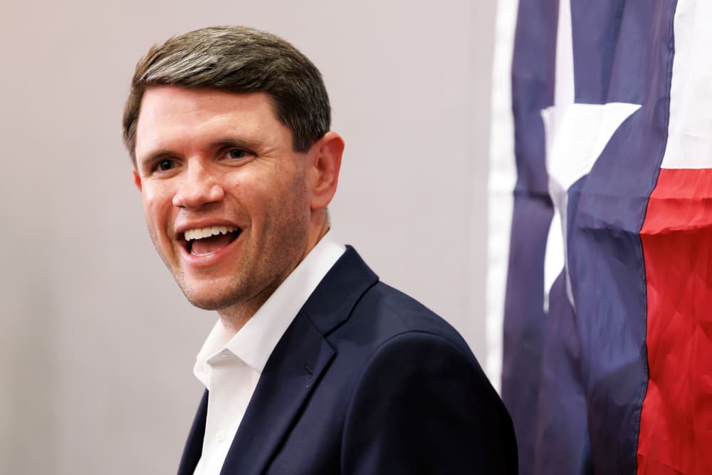 James Talarico during a campaign event in Houston.