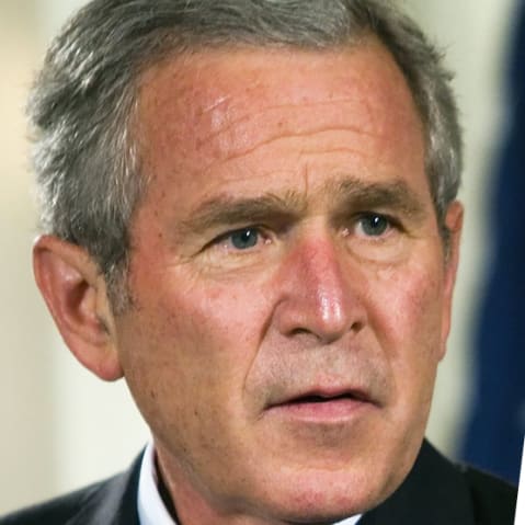 Former U.S. President George W. Bush; Jen Psaki.