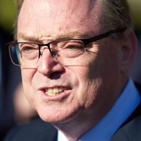 Director of the National Economic Council Kevin Hassett speaks with reporters at the White House.