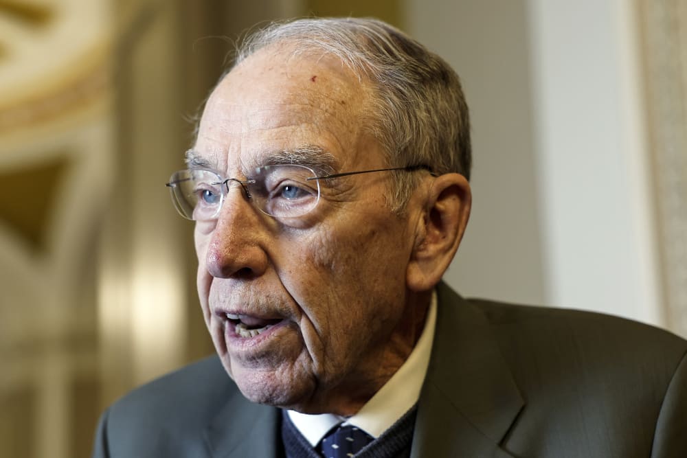 Sen. Chuck Grassley outside the Senate Chambers in the U.S. Capitol Building.