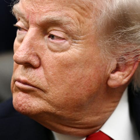 A very tight shot showing part of President Trump's face in a profile.