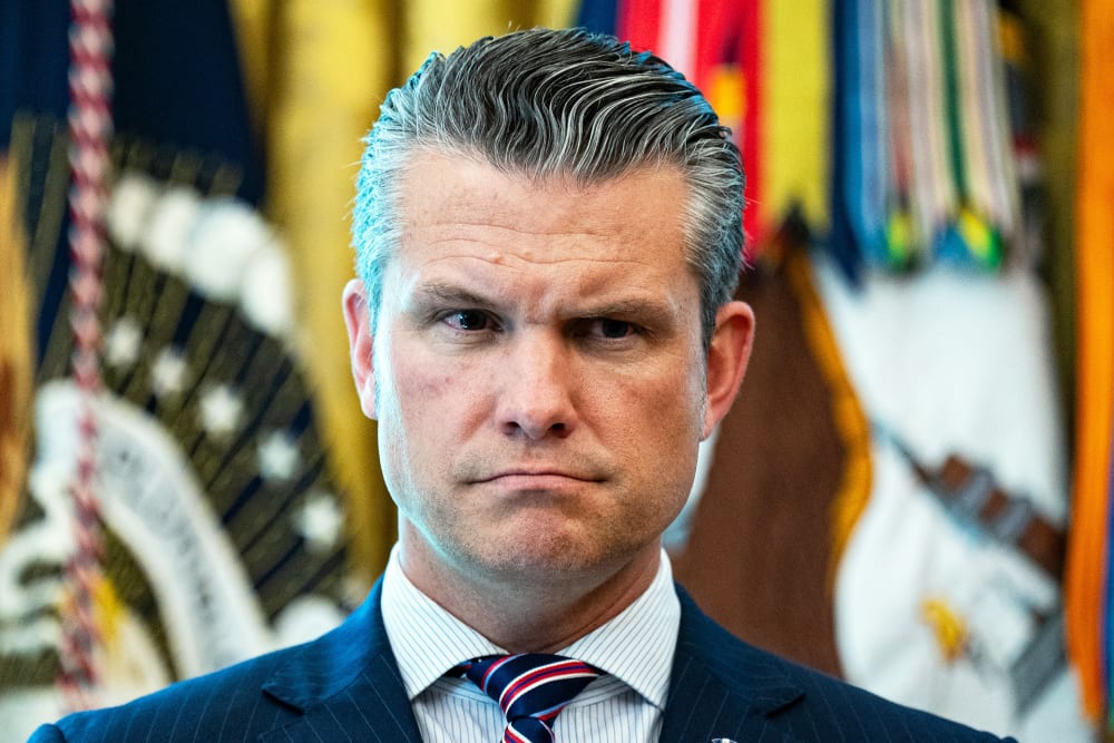 Secretary of Defense Pete Hegseth during an executive order signing on Aug. 25, 2025 in the Oval Office of the White House.