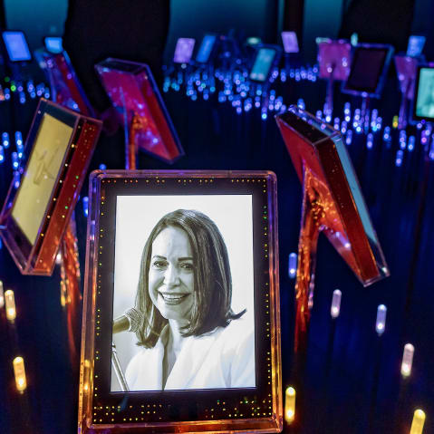Nobel Peace Prize laureate Maria Corina Machado digital portrait can be seen among previous peace prize winners.