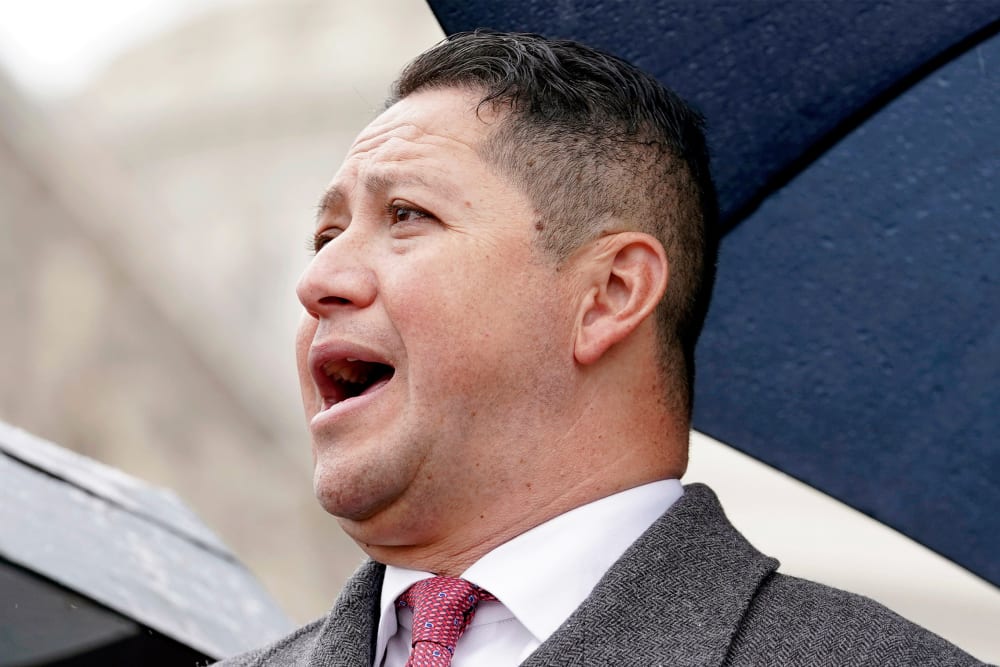 Rep. Tony Gonzales speaks during a news conference.