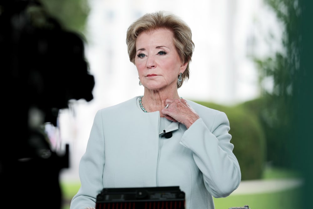 Education Secretary Linda McMahon on July 15, 2025 outside of the White House.