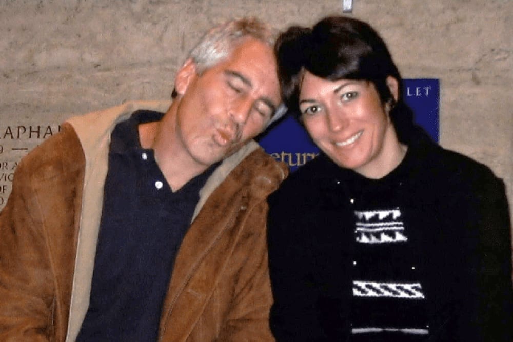 Jeffrey Epstein and Ghislaine Maxwell posing for a photo. Date unknown.