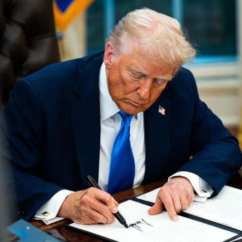 President Donald Trump during the signing of an executive order on Sept. 19, 2025 in the Oval Office at the White House.