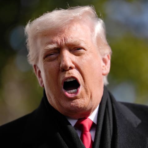 Donald Trump is shouting.