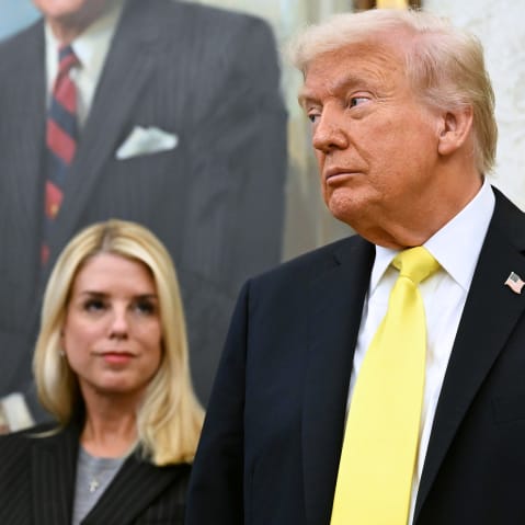 Pam Bondi, left, and Donald Trump in the Oval Office.