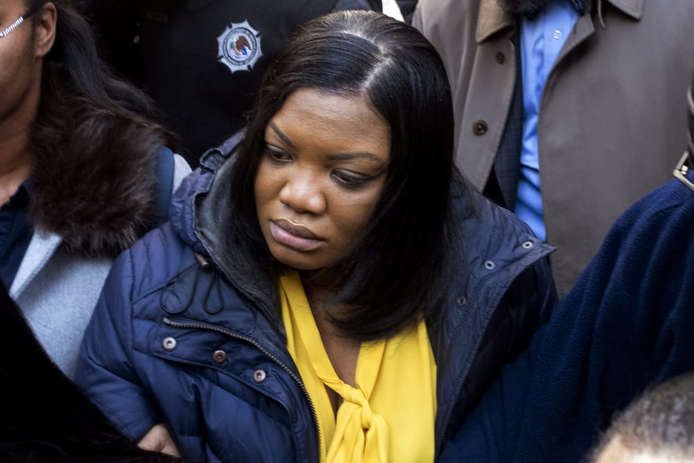 Tova Noel, a federal jail guard responsible for monitoring Jeffrey Epstein the night he killed himself, leaves federal court.