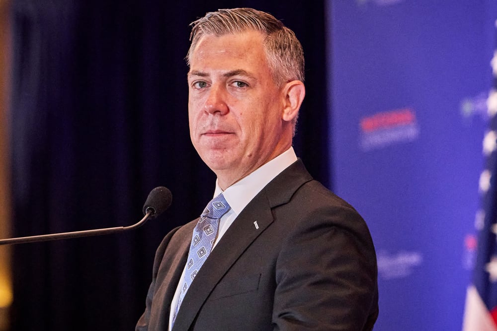 Sen. Jim Banks at the National Conservatism Conference on Sept. 3, 2025 in Washington D.C.