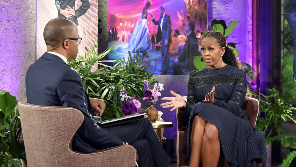 Michelle Obama with Jonathan Capehart in “The Look: A Conversation with Michelle Obama” on Dec. 15.