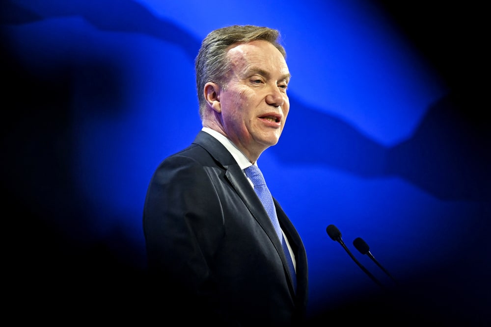 World Economic Forum President and CEO Borge Brende delivers a speech during the World Economic Forum.