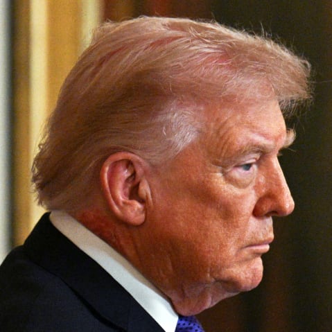 President Donald Trump waits to speak during a Medal of Honor ceremony in the East Room of the White House.