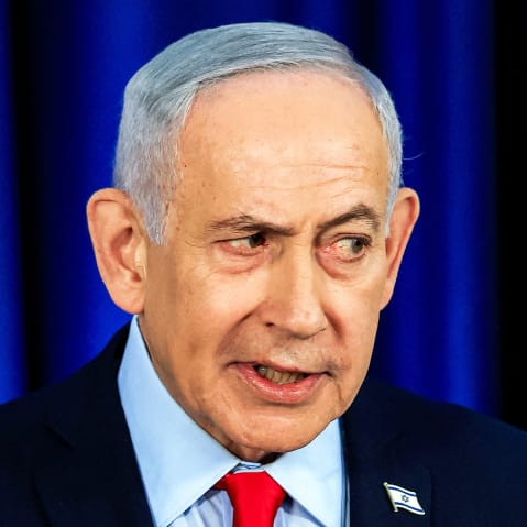 Israeli Prime Minister Benjamin Netanyahu speaks during a press conference.