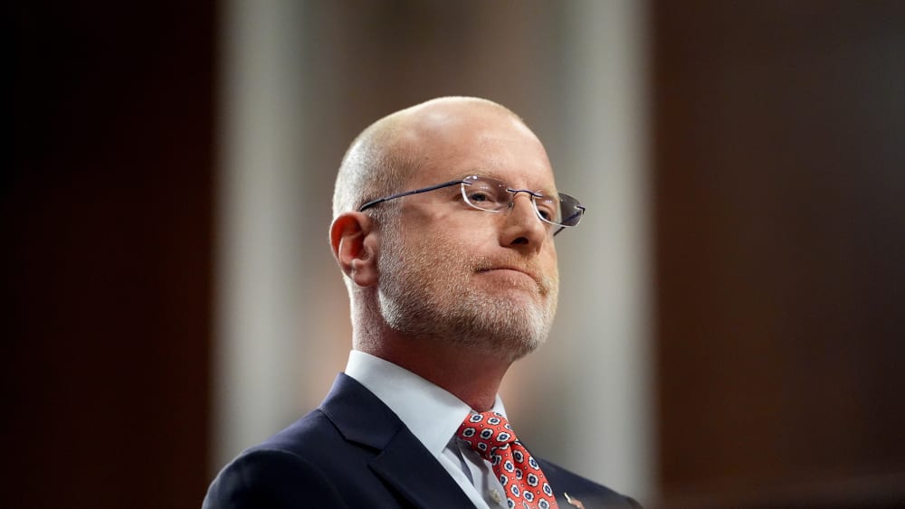 Chairman of the Federal Communications Commission Brendan Carr during a Senate Commerce, Science, and Transportation Committee oversight hearing in Washington, D.C.